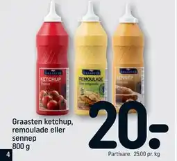 REMA 1000 Graasten ketchup, remoulade eller sennep 800 g, DKK 20 tilbud