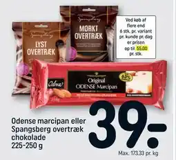 REMA 1000 Odense marcipan eller Spangsberg overtræk chokolade 225-250 g, DKK 39 tilbud