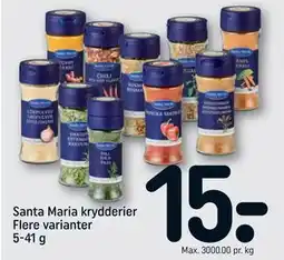 REMA 1000 Santa Maria krydderier Flere varianter 5-41 g, DKK 15 tilbud
