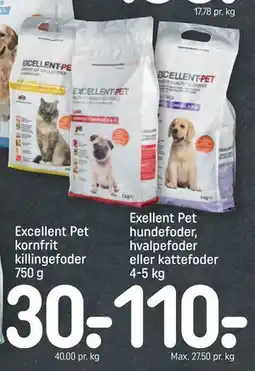 REMA 1000 Exellent Pet hundefoder, hvalpefoder eller kattefoder 4-5 kg, DKK 110 tilbud