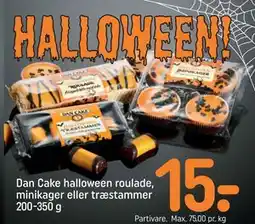 REMA 1000 Dan Cake halloween roulade, minikager eller træstammer 200-350 g, DKK 15 tilbud