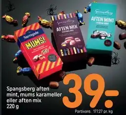 REMA 1000 Spangsberg aften mint, mums karameller eller aften mix 220 g, DKK 39 tilbud