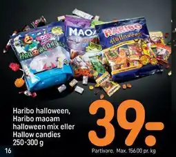 REMA 1000 Haribo halloween, Haribo maoam halloween mix eller Hallow candies 250-300 g, DKK 39 tilbud
