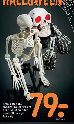 REMA 1000 Kranie med LED H24 cm, skelet H85 cm eller skelet hænder med LED på spyd Frit valg, DKK 79 tilbud