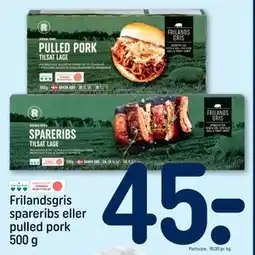 REMA 1000 Frilandsgris spareribs eller pulled pork 500 g, DKK 45 tilbud