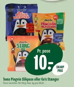 Min Købmand Toms Pingvin Slikpose eller Go’e Stænger, DKK 10 tilbud