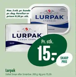 Min Købmand Lurpak, DKK 15 tilbud