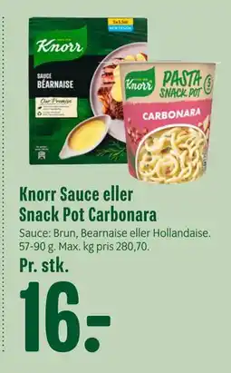 Min Købmand Knorr Sauce eller Snack Pot Carbonara, DKK 16 tilbud