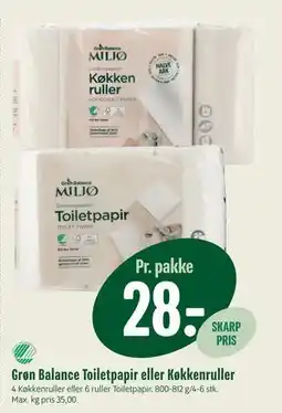 Min Købmand Grøn Balance Toiletpapir eller Køkkenruller, DKK 28 tilbud