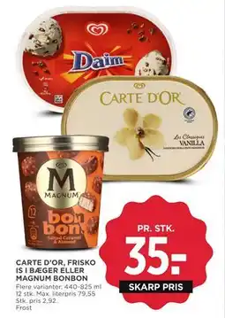 MENY CARTE D’OR, FRISKO IS I BÆGER ELLER MAGNUM BONBON, DKK 35 tilbud