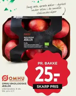 MENY OMHU ØKOLOGISKE ÆBLER, DKK 25 tilbud