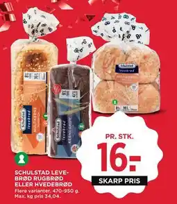 MENY SCHULSTAD LEVEBRØD RUGBRØD ELLER HVEDEBRØD, DKK 16 tilbud