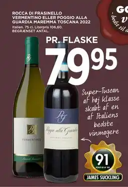 MENY ROCCA DI FRASINELLO VERMENTINO ELLER POGGIO ALLA GUARDIA MAREMMA TOSCANA 2022, DKK 79.95 tilbud