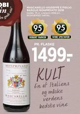 MENY MASCARELLO GIUSEPPE E FIGLIO BAROLO MONPRIVATO 2018, DKK 1499 tilbud