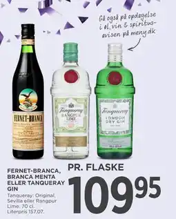 MENY FERNET-BRANCA, BRANCA MENTA ELLER TANQUERAY GIN, DKK 109.95 tilbud