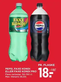 MENY PEPSI, FAXE KONDI ELLER FAXE KONDI PRO, DKK 18 tilbud