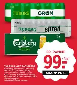 MENY TUBORG ELLER CARLSBERG, DKK 99 tilbud