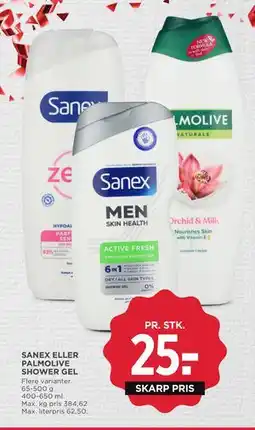MENY SANEX ELLER PALMOLIVE SHOWER GEL, DKK 25 tilbud