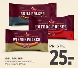 MENY GØL PØLSER, DKK 25 tilbud