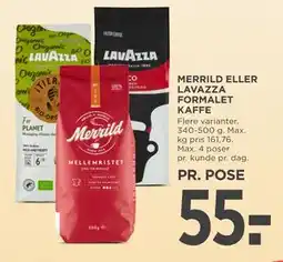 MENY MERRILD ELLER LAVAZZA FORMALET KAFFE, DKK 55 tilbud