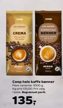 Kvickly Coop hele kaffe bønner tilbud