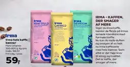 Kvickly Irma hele kaffe bønner tilbud