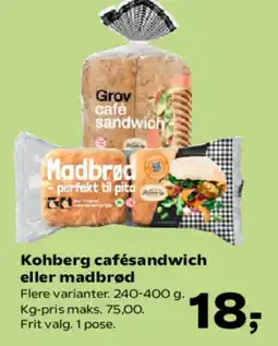 Kvickly Kohberg cafésandwich eller madbrød tilbud