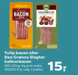 Kvickly TULIP bacon eller Den Grønne Slagter kalkunbacon tilbud