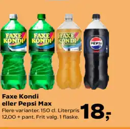 Kvickly Faxe Kondi eller Pepsi Max tilbud