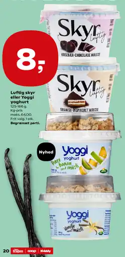 Kvickly Luftig skyr eller Yoggi yoghurt tilbud
