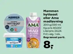 Kvickly Mammen hytteost eller Ama madlavning tilbud
