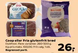 Kvickly Coop eller Fria glutenfrit brød tilbud