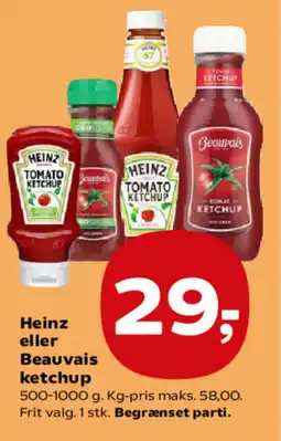 Kvickly HEINZ eller Beauvais ketchup tilbud