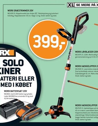 XL-BYG Worx græstrimmer 20v tilbud