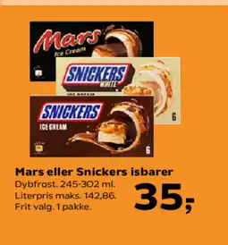 Kvickly Mars eller Snickers isbarer tilbud