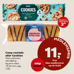 Kvickly Coop roulade eller Cookies tilbud