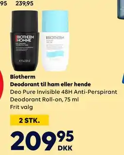 BorderShop Biotherm Deodorant til ham eller hende, DKK 209.95 tilbud