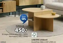 JYSK LISBJERG sofabord, DKK 450 tilbud