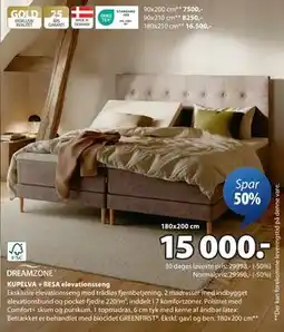 JYSK KUPELVA + RESA elevationsseng, DKK 15000 tilbud