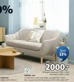 JYSK EGEDAL sofa, DKK 2000 tilbud