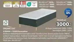 JYSK KVENNA + TOSEN boxmadras, DKK 3000 tilbud