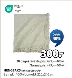 JYSK HENGEAKS sengetæppe, DKK 300 tilbud