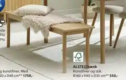 JYSK ALSTED bænk, DKK 550 tilbud
