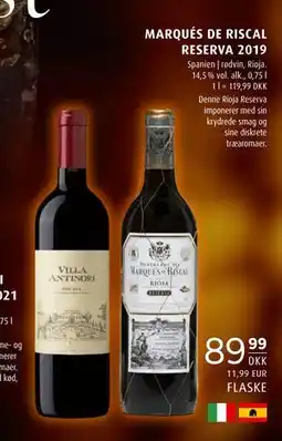 Scandinavian Park MARQUÉS DE RISCAL RESERVA 2019, DKK 89.99 tilbud