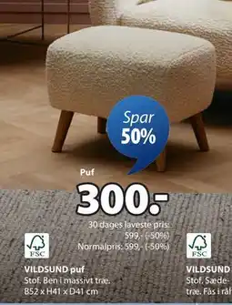 JYSK VILDSUND puf, DKK 300 tilbud