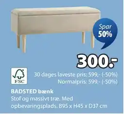 JYSK BADSTED bænk, DKK 300 tilbud