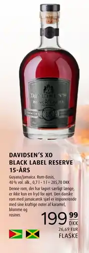 Scandinavian Park DAVIDSEN’S XO BLACK LABEL RESERVE 15-ÅRS, DKK 199.99 tilbud