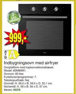Harald Nyborg Indbygningsovn med airfryer, DKK 999 tilbud