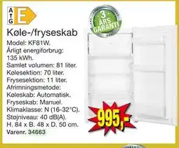 Harald Nyborg Køle-/fryseskab, DKK 995 tilbud