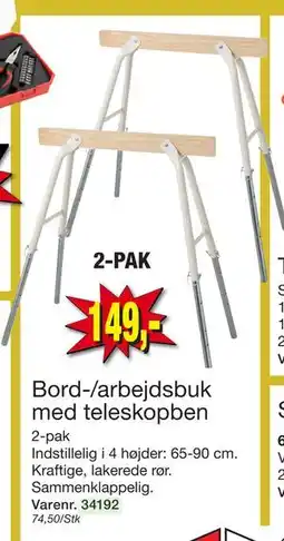 Harald Nyborg Bord-/arbejdsbuk med teleskopben, DKK 149 tilbud